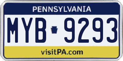 PA license plate MYB9293
