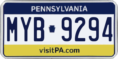 PA license plate MYB9294