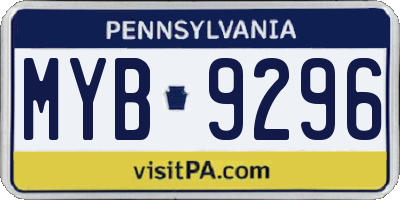 PA license plate MYB9296