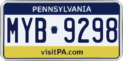 PA license plate MYB9298
