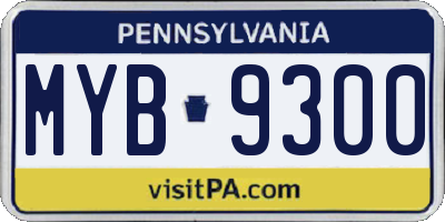 PA license plate MYB9300
