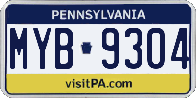 PA license plate MYB9304