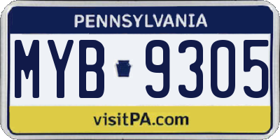 PA license plate MYB9305