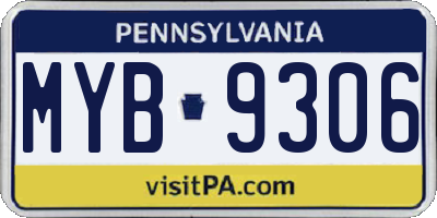PA license plate MYB9306