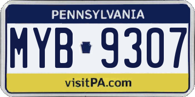 PA license plate MYB9307