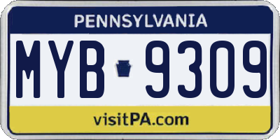 PA license plate MYB9309