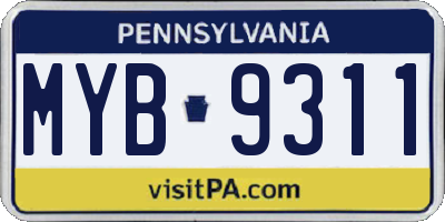 PA license plate MYB9311