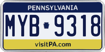 PA license plate MYB9318