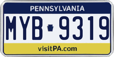 PA license plate MYB9319