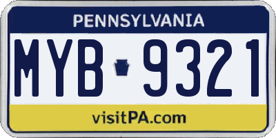 PA license plate MYB9321