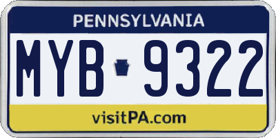 PA license plate MYB9322