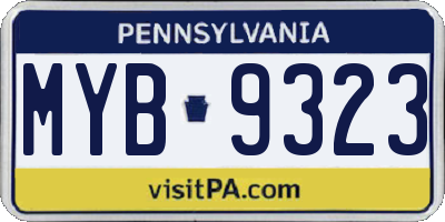 PA license plate MYB9323