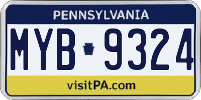 PA license plate MYB9324