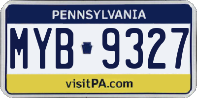 PA license plate MYB9327