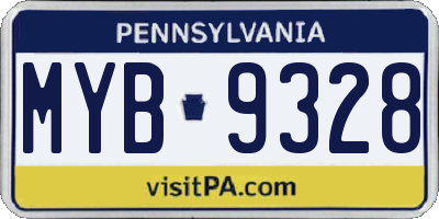 PA license plate MYB9328