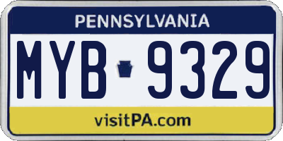 PA license plate MYB9329