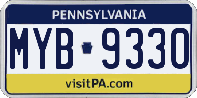 PA license plate MYB9330