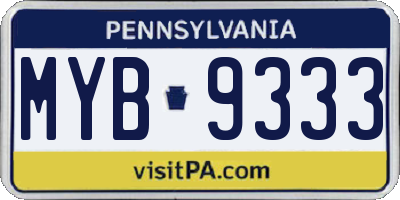 PA license plate MYB9333