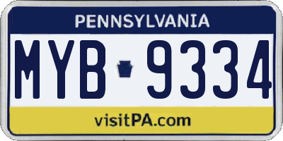 PA license plate MYB9334