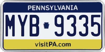 PA license plate MYB9335