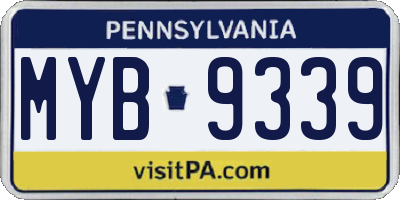 PA license plate MYB9339
