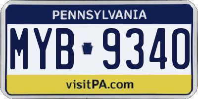 PA license plate MYB9340