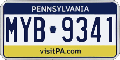 PA license plate MYB9341