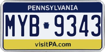 PA license plate MYB9343