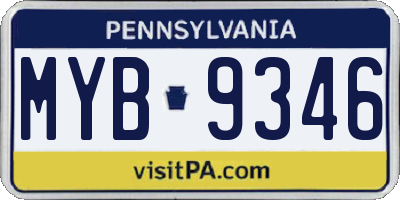 PA license plate MYB9346