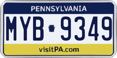 PA license plate MYB9349