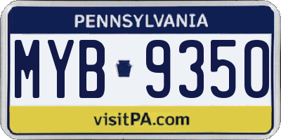 PA license plate MYB9350