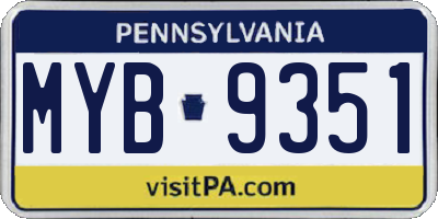 PA license plate MYB9351