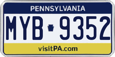 PA license plate MYB9352