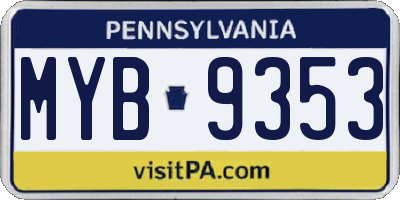 PA license plate MYB9353