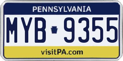 PA license plate MYB9355