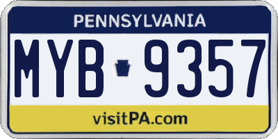 PA license plate MYB9357