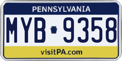 PA license plate MYB9358