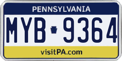 PA license plate MYB9364