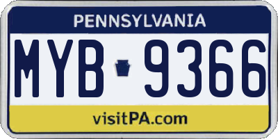 PA license plate MYB9366
