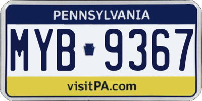 PA license plate MYB9367