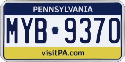 PA license plate MYB9370