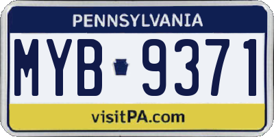 PA license plate MYB9371