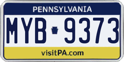 PA license plate MYB9373