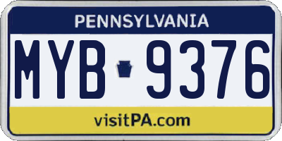 PA license plate MYB9376