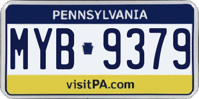 PA license plate MYB9379