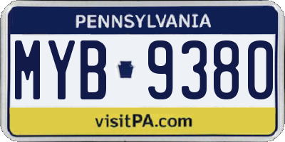 PA license plate MYB9380