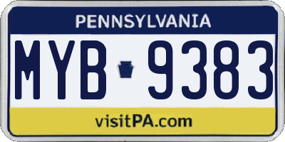 PA license plate MYB9383