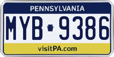 PA license plate MYB9386
