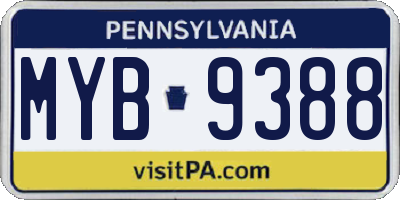 PA license plate MYB9388