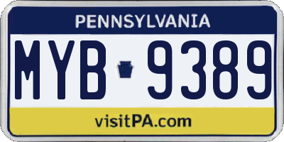 PA license plate MYB9389